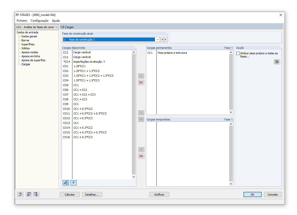 Seleção de cargas permanentes