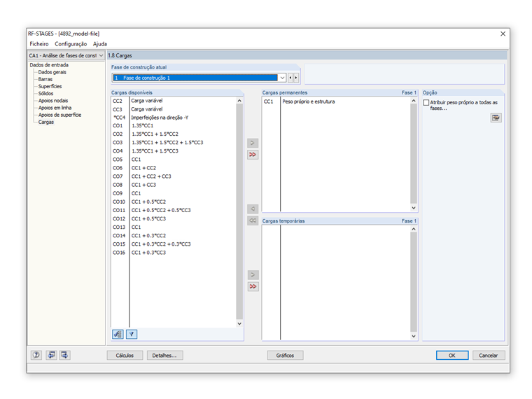 Seleção de cargas permanentes