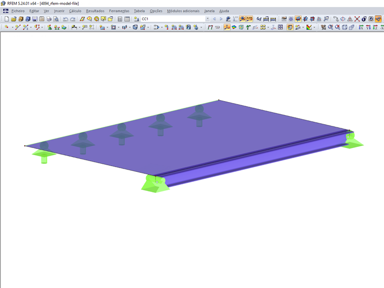 Viga de um vão com apoio excêntrico
