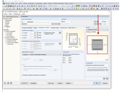 Secção de betão com armadura e eixo do centro de gravidade