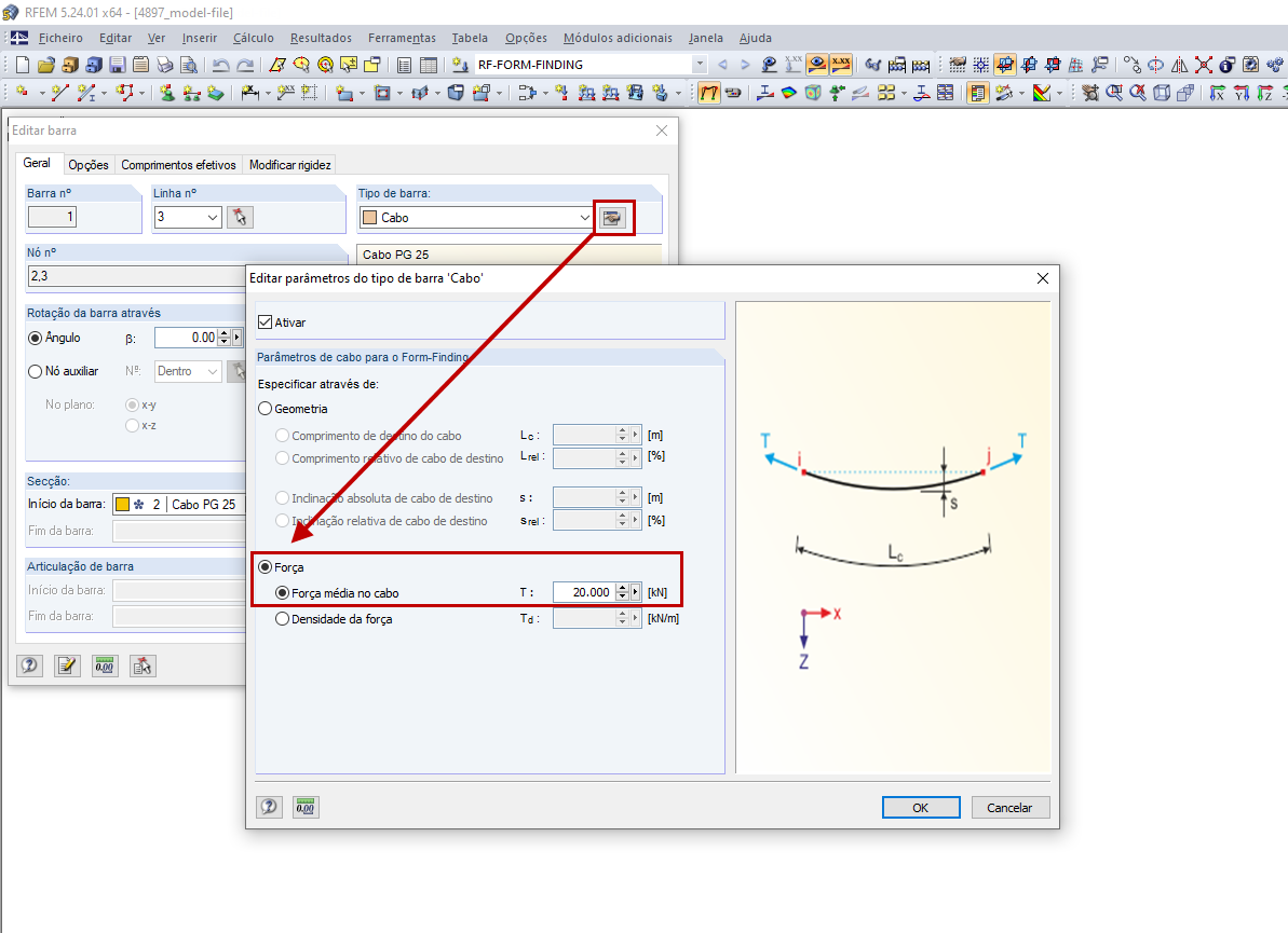 Parameter des Stabtyps "Seilstab"