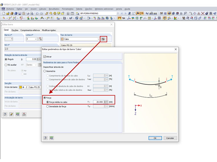 Parameter des Stabtyps "Seilstab"