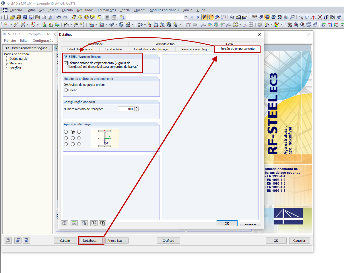 Ativação da torção de empenamento