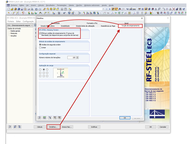 Ativação da torção de empenamento