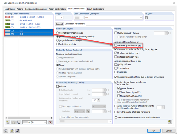 Desativação da modificação de rigidez para SLS