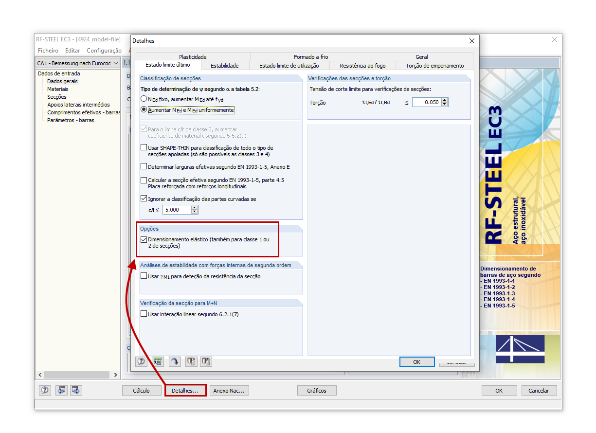 Dimensionamento elástico (também para classe 1 ou 2 de secções)