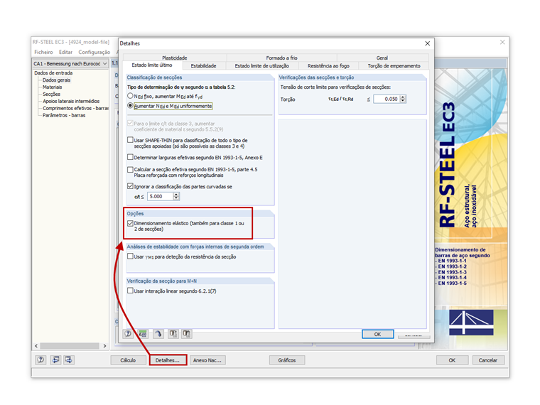 Dimensionamento elástico (também para classe 1 ou 2 de secções)