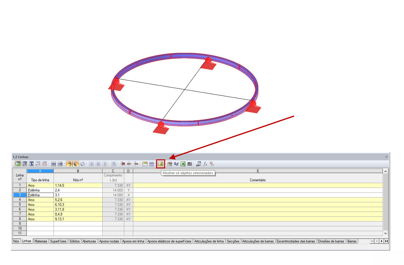 Schaltfläche "Nur selektierte Objekte zeigen"