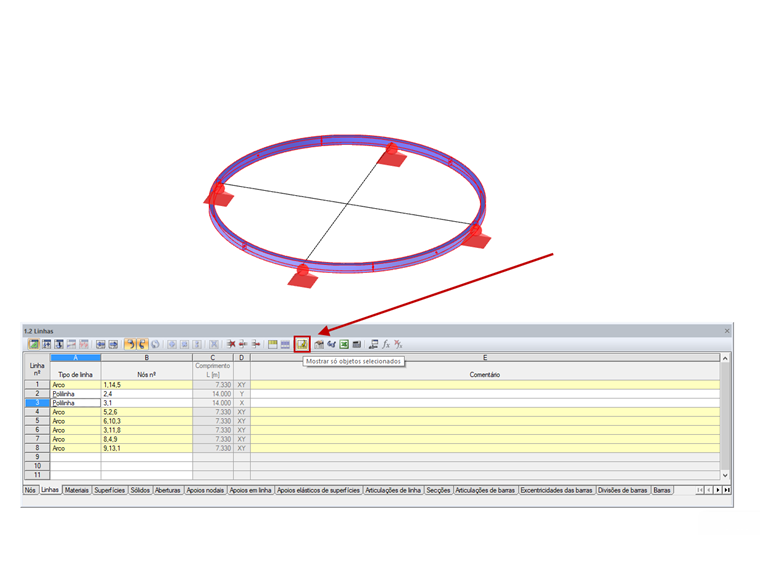 Schaltfläche "Nur selektierte Objekte zeigen"