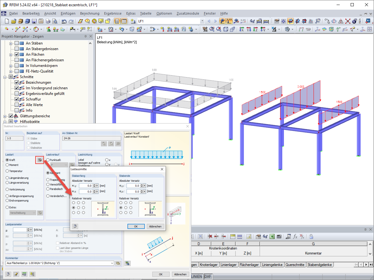 Editar a excentricidade da carga