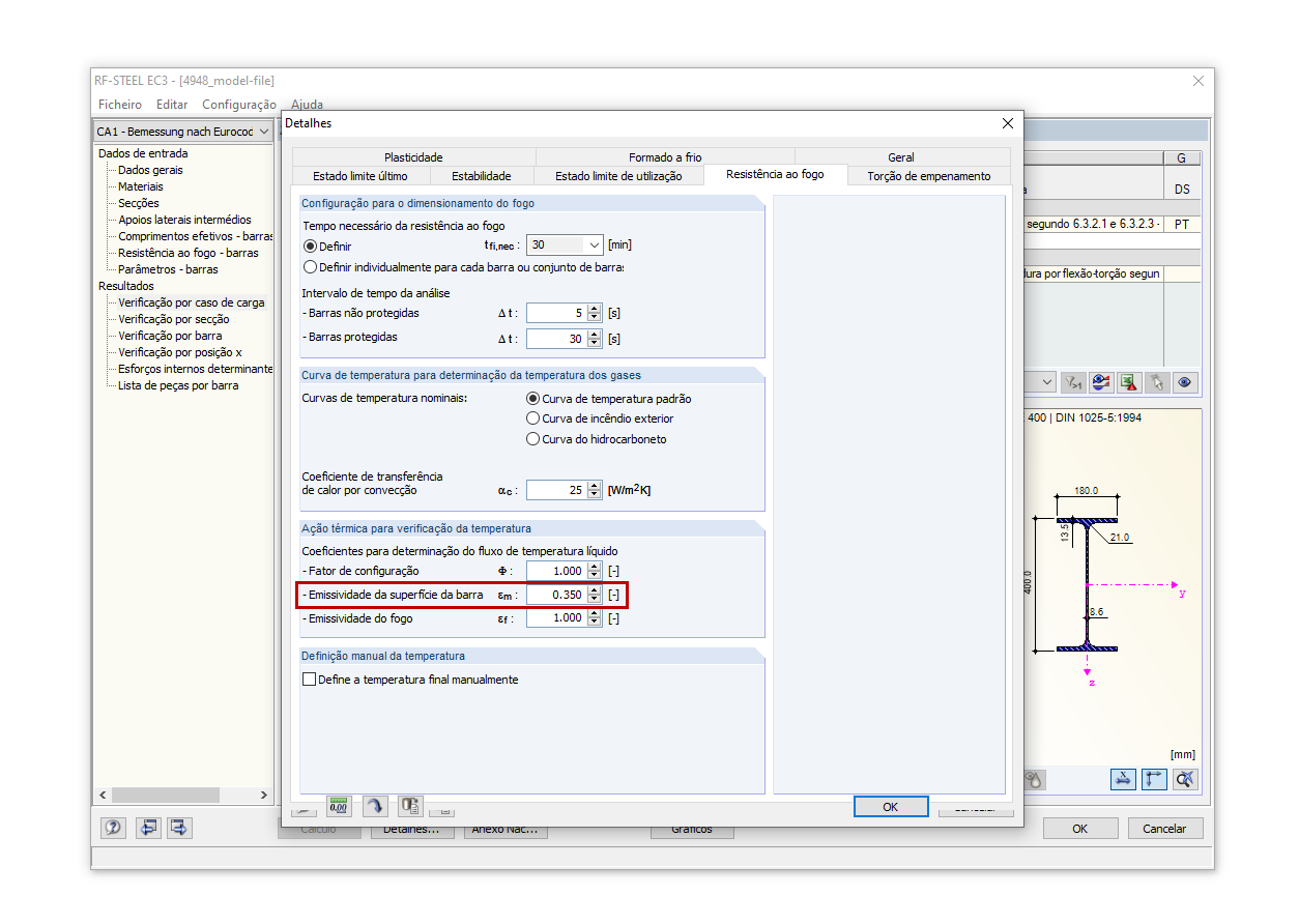 Entrada da resistência ao fogo