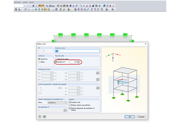 Definição de corte na linha