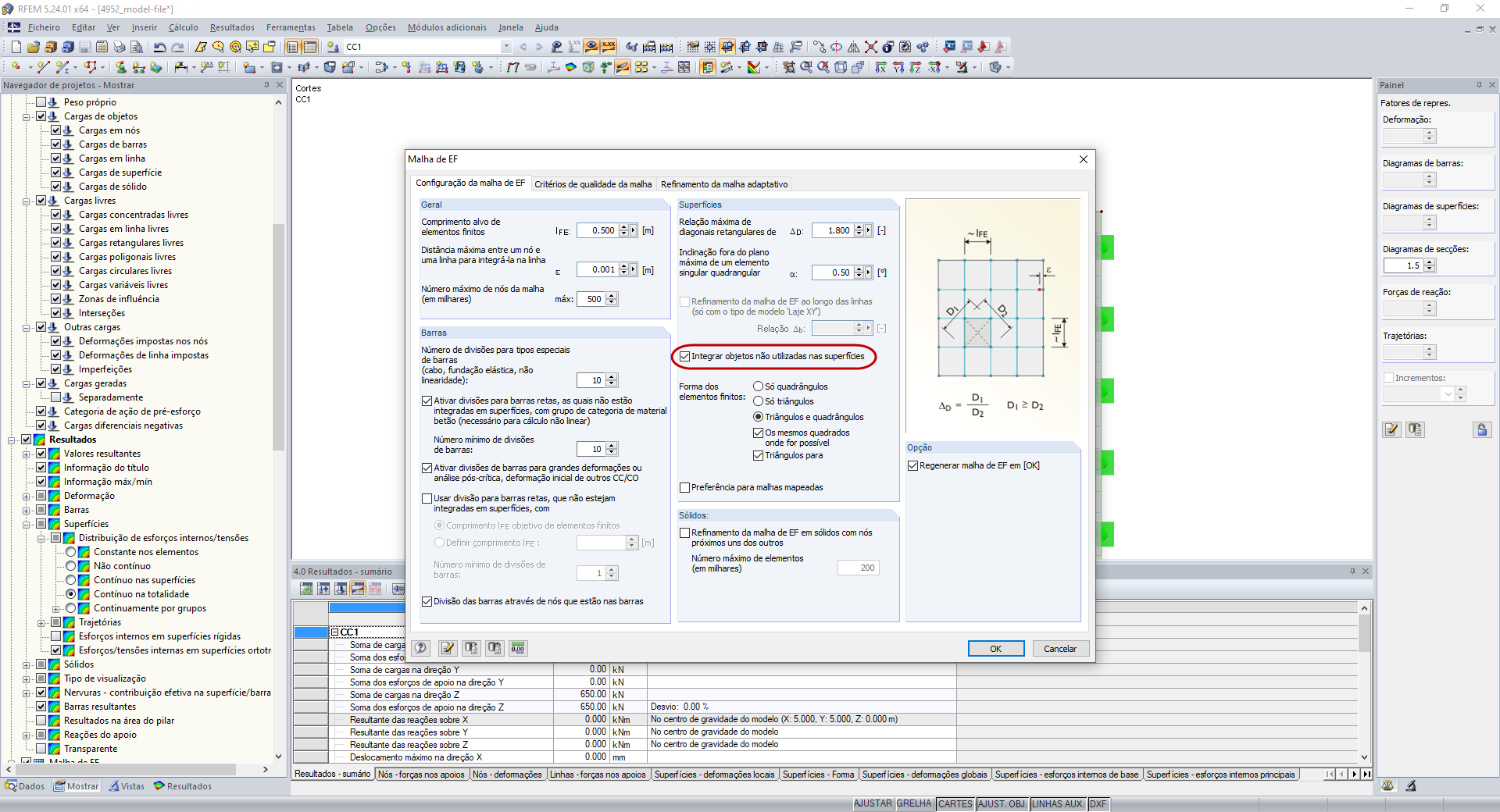 Integrar objetos não utilizados na superfície da malha