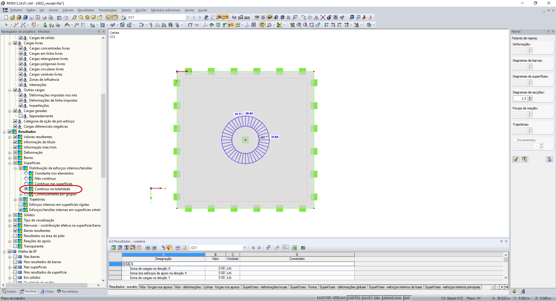 Visualização do corte