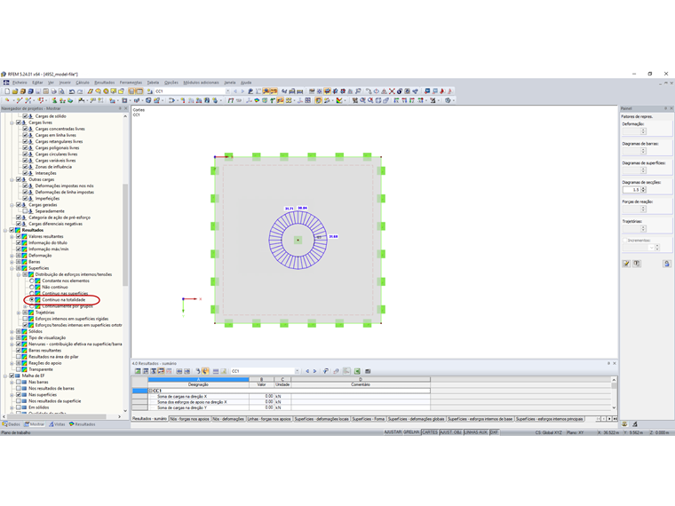 Visualização do corte