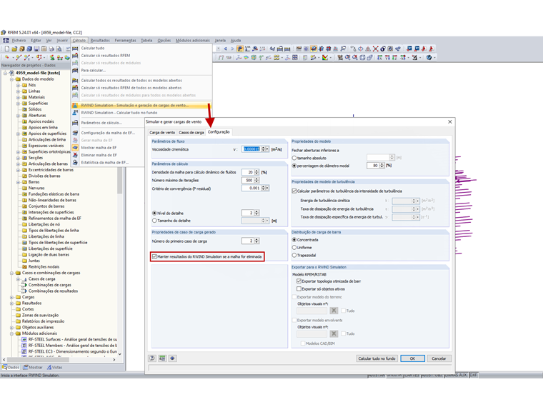 Manter resultados do RWIND Simulation se a malha for eliminada