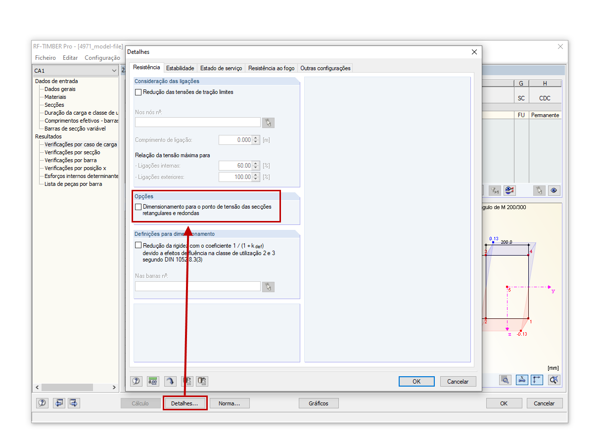 Desativação do dimensionamento para pontos de tensão