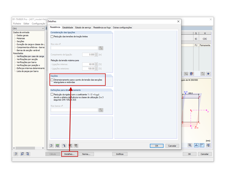 Desativação do dimensionamento para pontos de tensão
