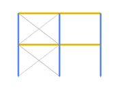 Estrutura de aço industrial, vista na direção do eixo Y