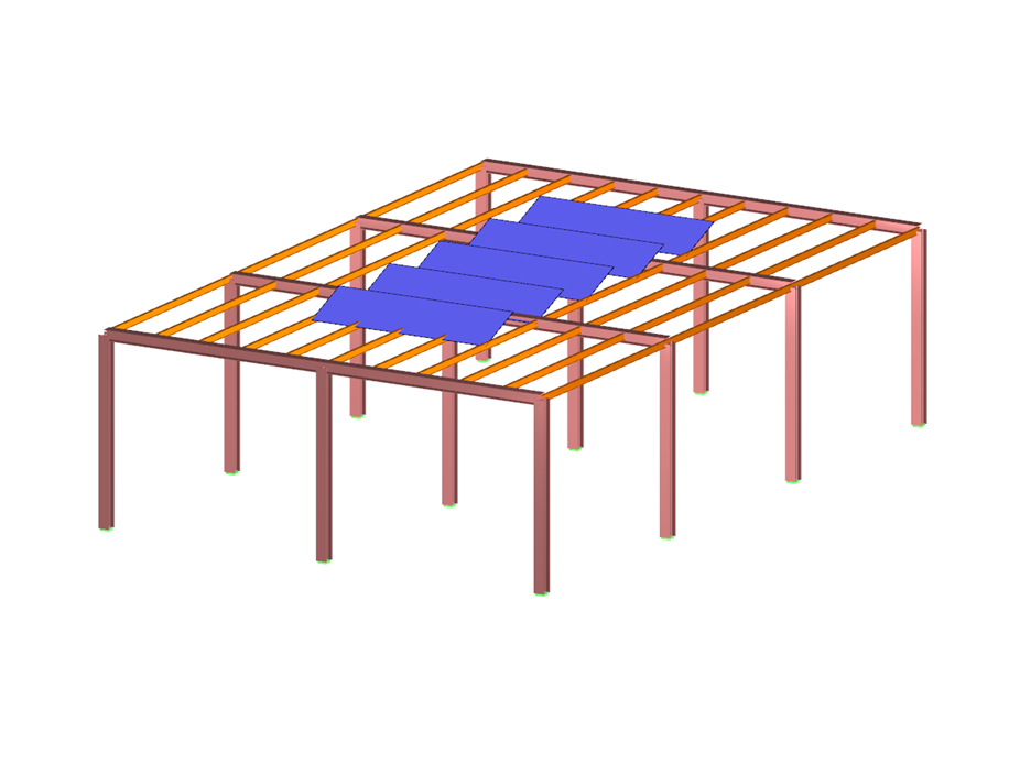 Estrutura de pórtico de aço com sistema fotovoltaico