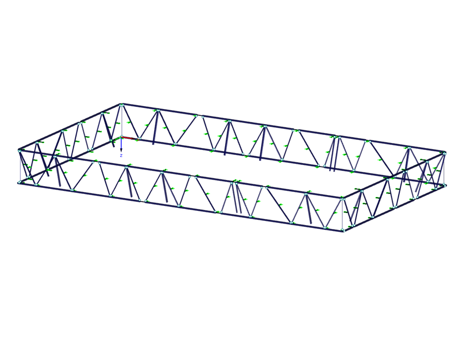 Modelo RSTAB das treliças de fachada de aço com aprox. 10 m de altura (© Gruner AG)