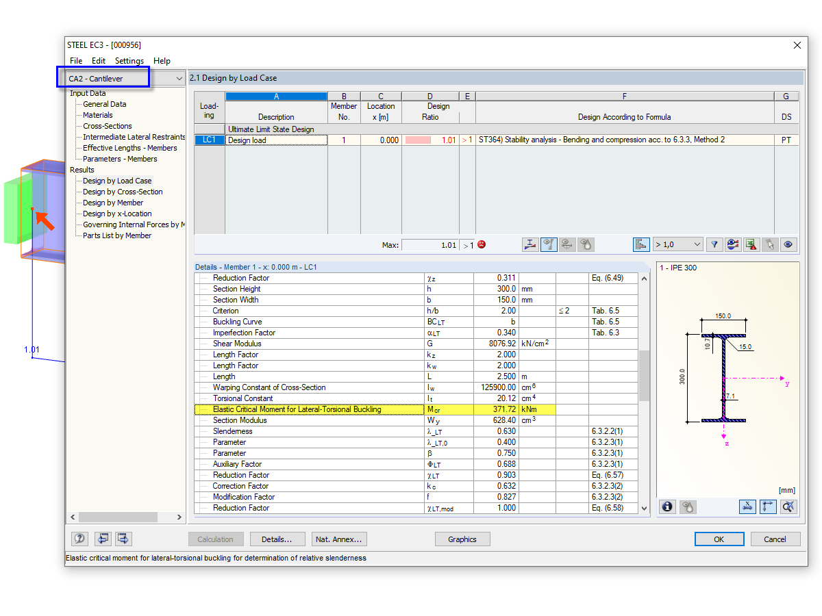 Momento crítico elástico para consola