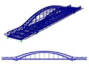 Modelo em 3D da estrutura de ponte no RFEM
