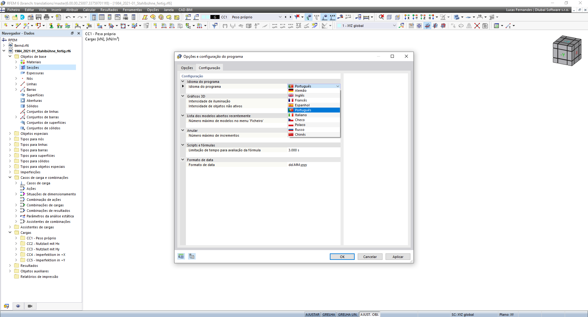 Função 001989 | Funcionamento multilingue do programa