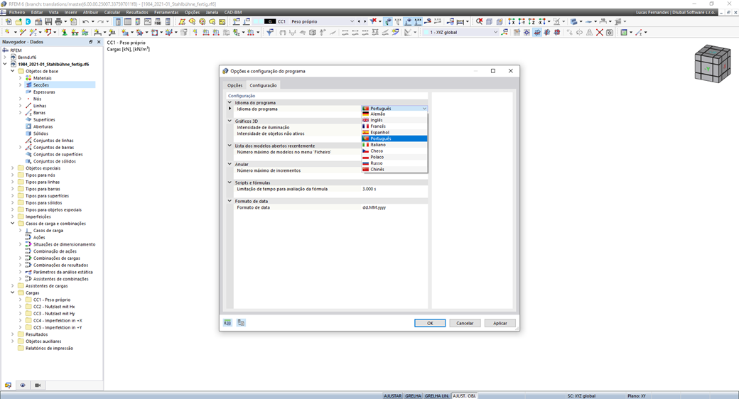 Função 001989 | Funcionamento multilingue do programa