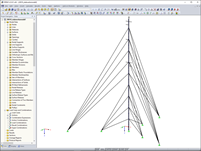 Modelo 3D do mastro de medição do vento no RFEM (© m3-ZT GmbH)