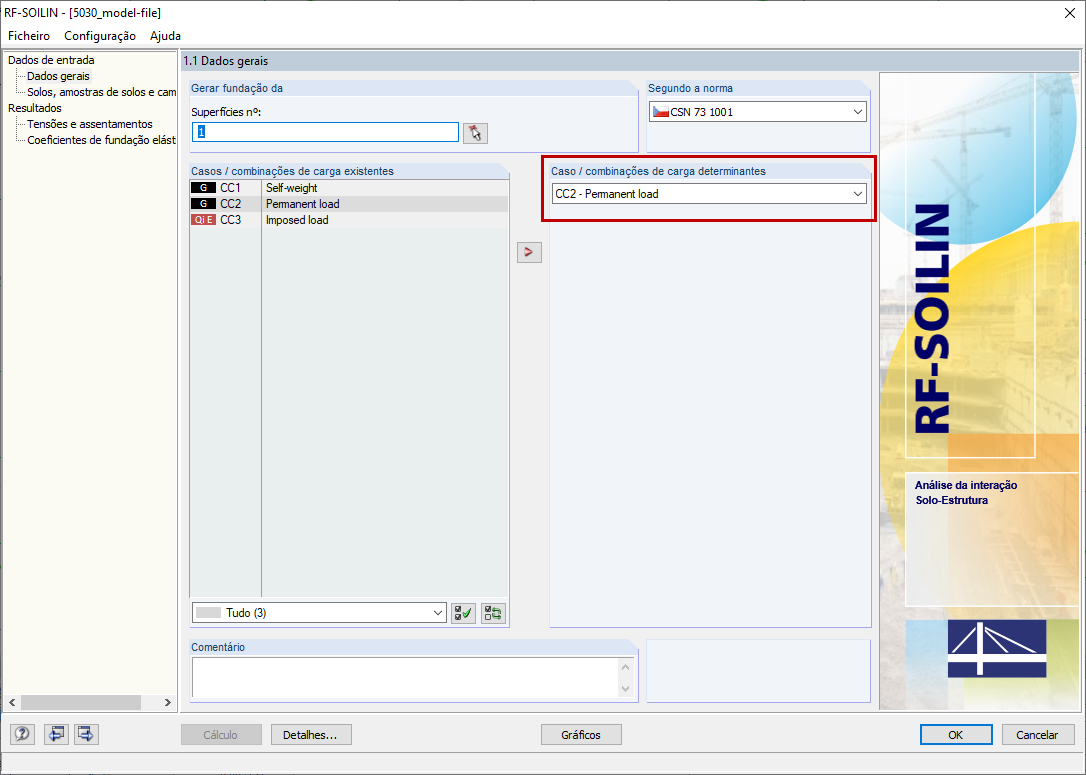 Carga determinante para o RF-SOILIN.