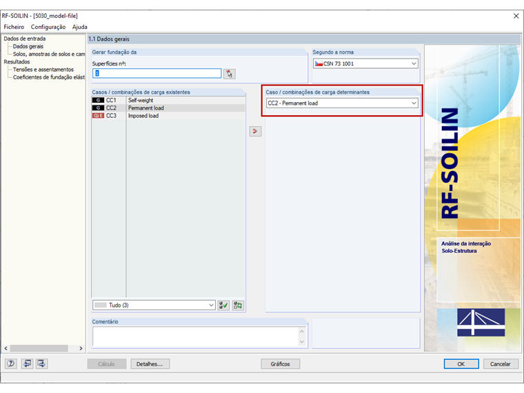 Carga determinante para o RF-SOILIN.