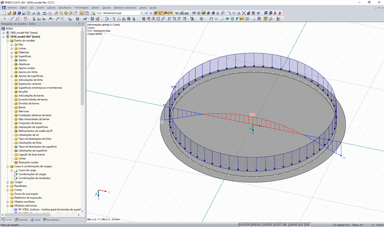 FAQ 005030 | Ao dimensionar uma laje de fundação sob um tanque circular, a tensão de contato no meio da superfície não é apresentada. Porquê?
