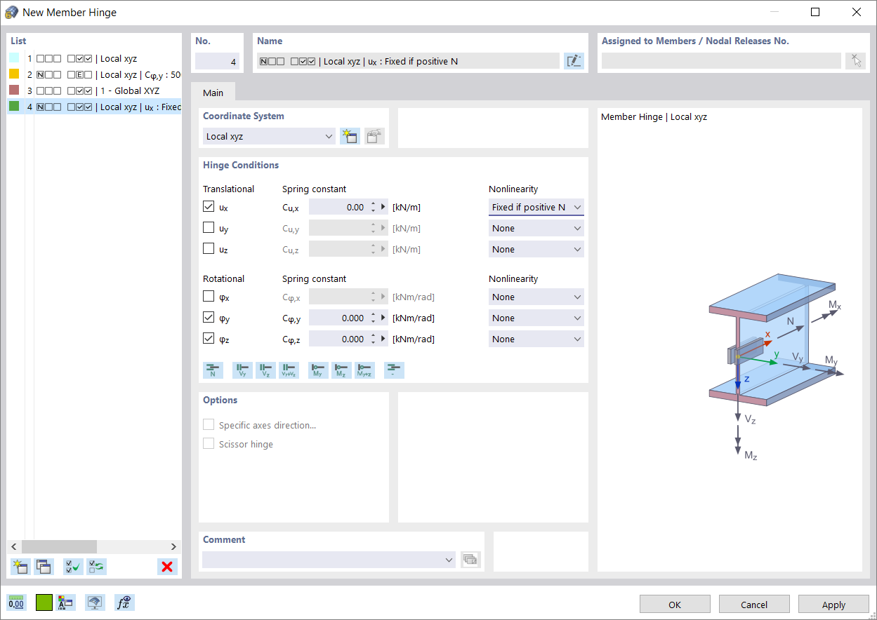 Caixa de diálogo "Nova barra articulada"