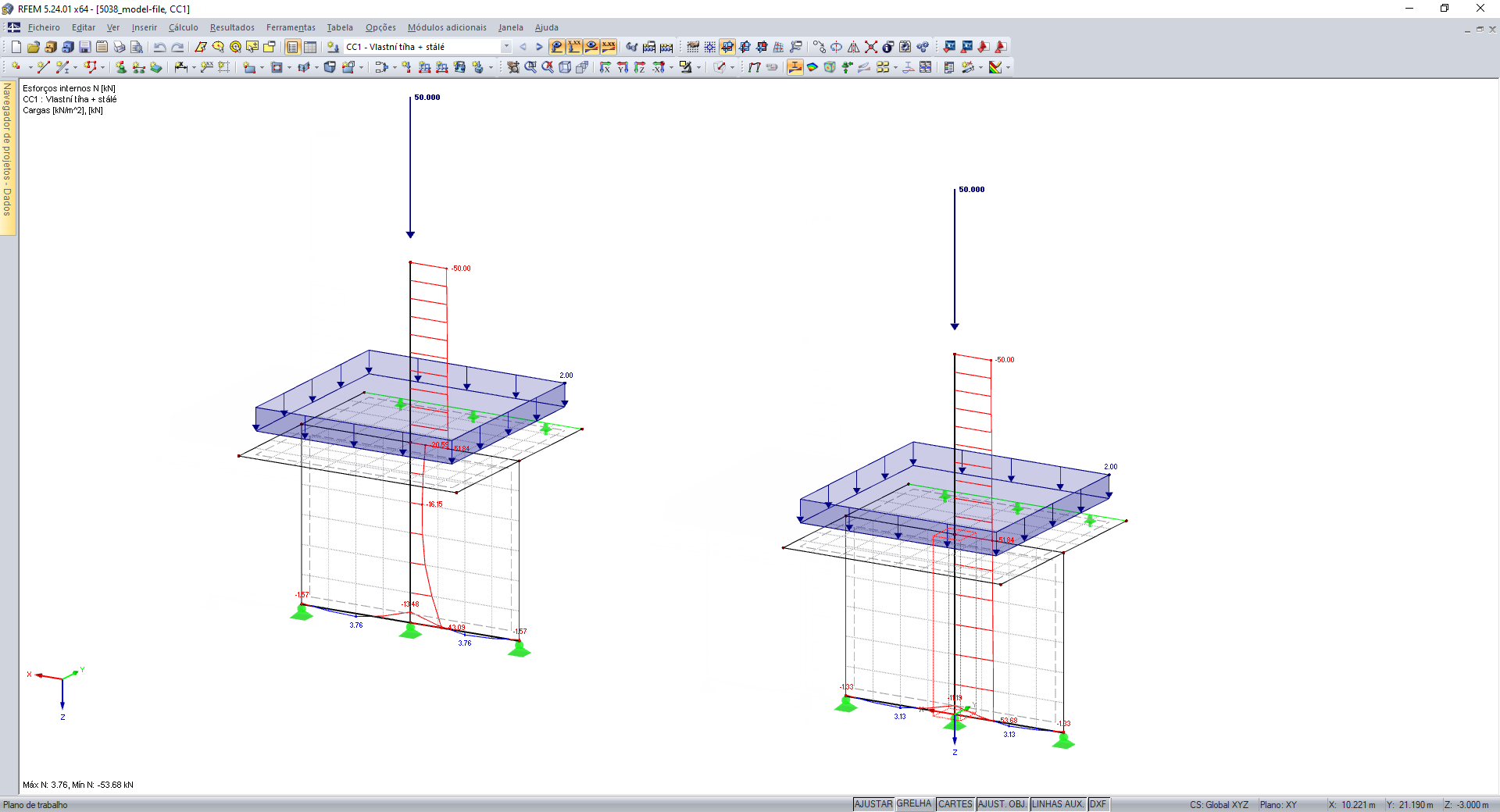 Pilar que atravessa uma parede