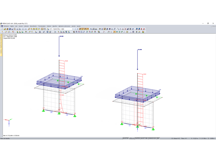 Pilar que atravessa uma parede