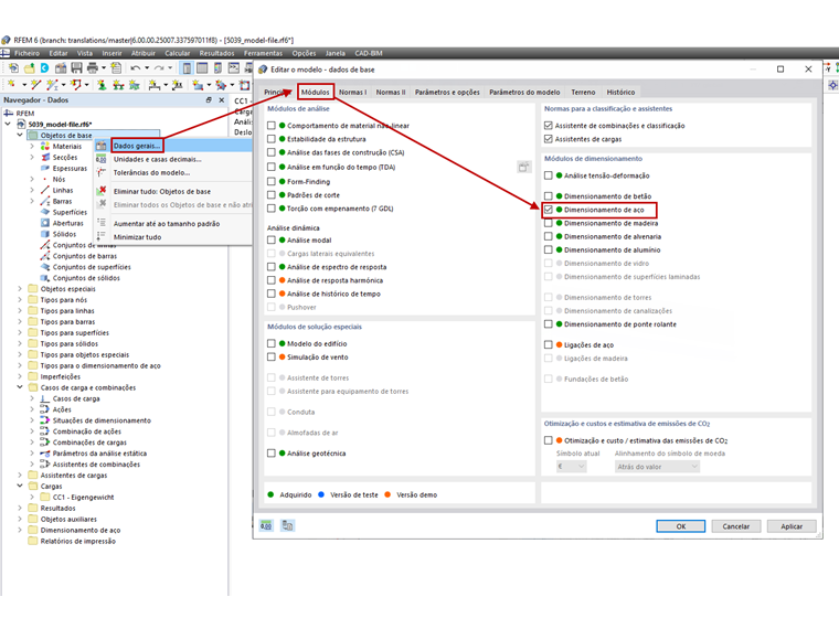 FAQ 005039 | Como é que abro um módulo adicional para dimensionamento de aço, madeira ou betão (e outros)?