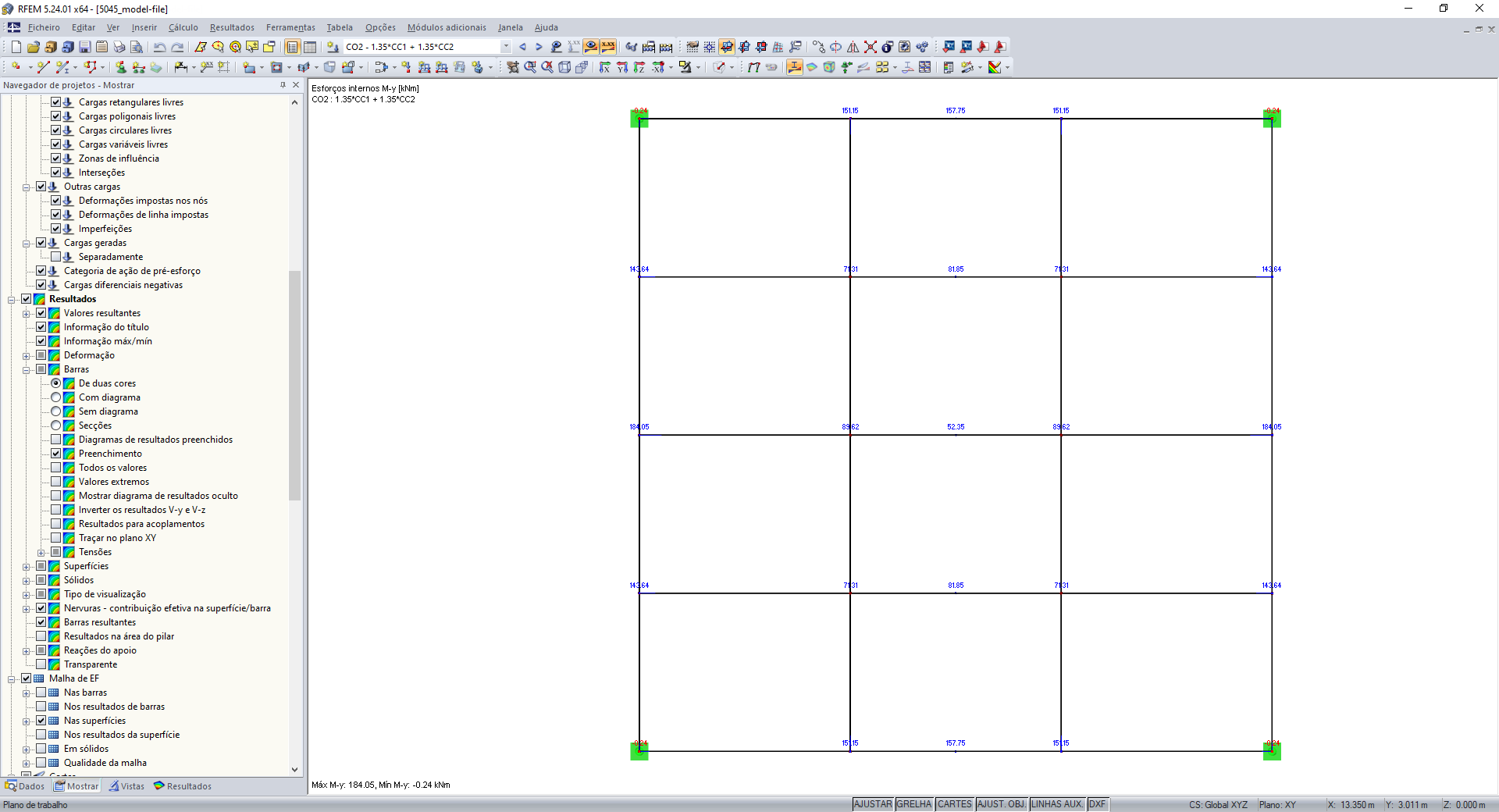 FAQ 005045 | Gostaria de avaliar os resultados das barras na vista superior. É possível obter os resultados traçados no plano XY?