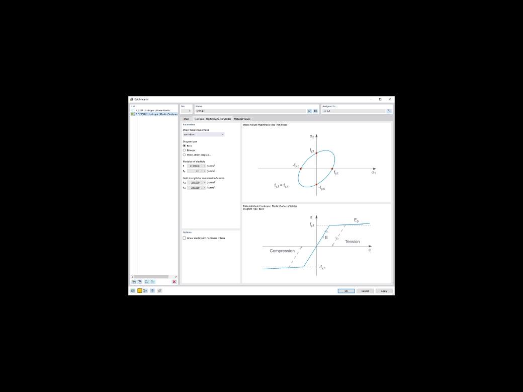 Modelo de material isotrópico | Plástico (superfícies/sólidos)