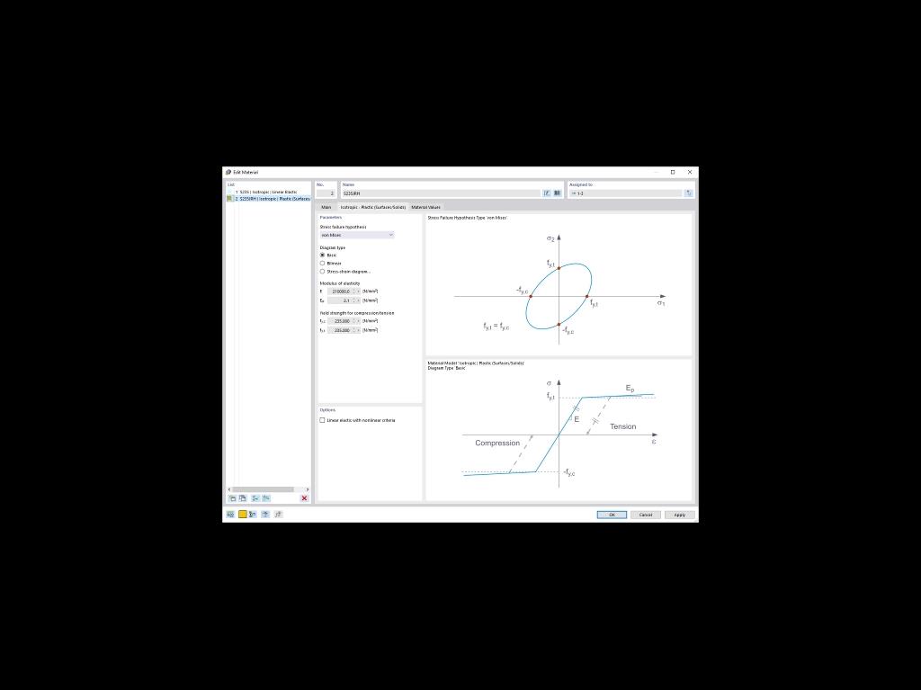 Modelo de material isotrópico | Plástico (superfícies/sólidos)