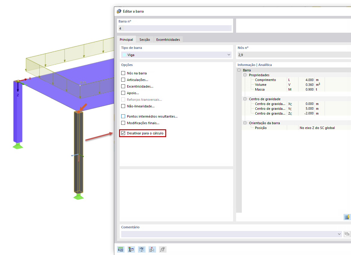 FAQ 005064 | Já não existem barras nulas no RFEM 6 e no RSTAB 9? Como é que excluo uma barra do cálculo?