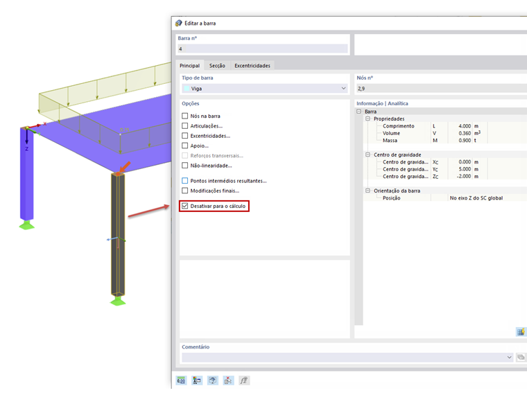 FAQ 005064 | Já não existem barras nulas no RFEM 6 e no RSTAB 9? Como é que excluo uma barra do cálculo?