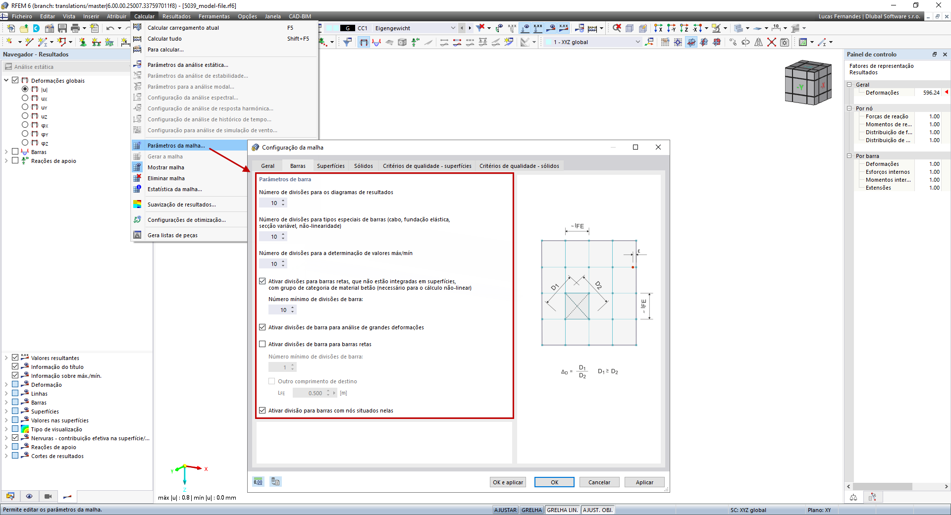 FAQ 005068 | Onde é que posso definir o número de divisões das barras, por exemplo, para diagramas de resultados?