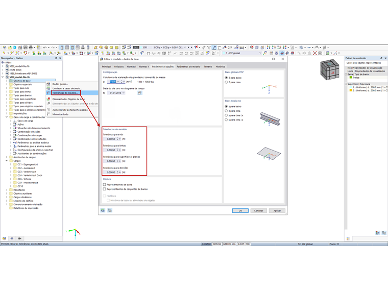 FAQ 005072 | Como é que posso regenerar o modelo ou onde posso ajustar as tolerâncias do modelo?
