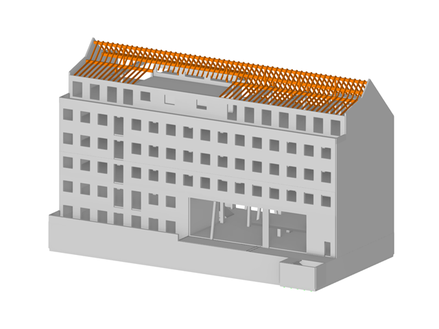 Modelo 3D da escola profissional no RFEM (© Eggers Tragwerksplanung GmbH)