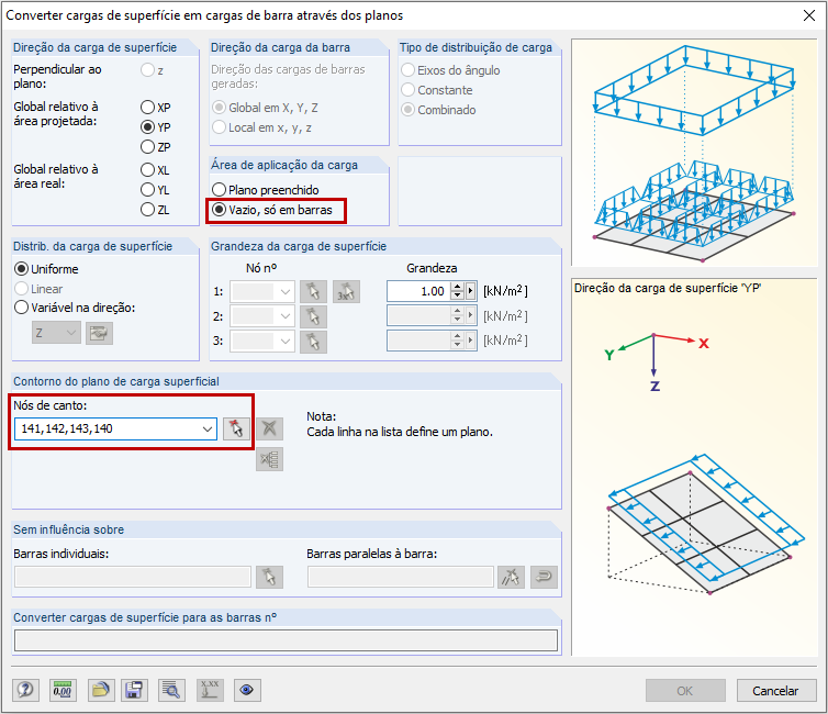 FAQ 005076 | Como é que aplico carga de vento a barras de estruturas abertas?