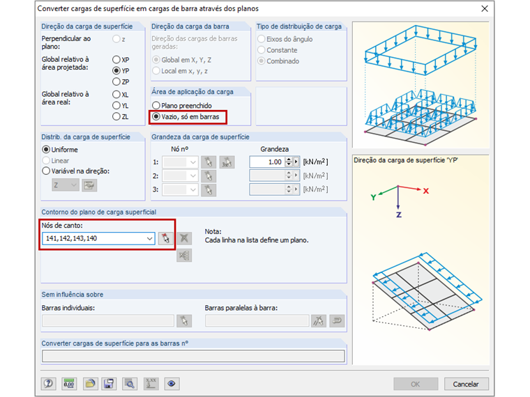 FAQ 005076 | Como é que aplico carga de vento a barras de estruturas abertas?