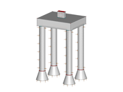 Cabeçalho de estaca com quatro estacas