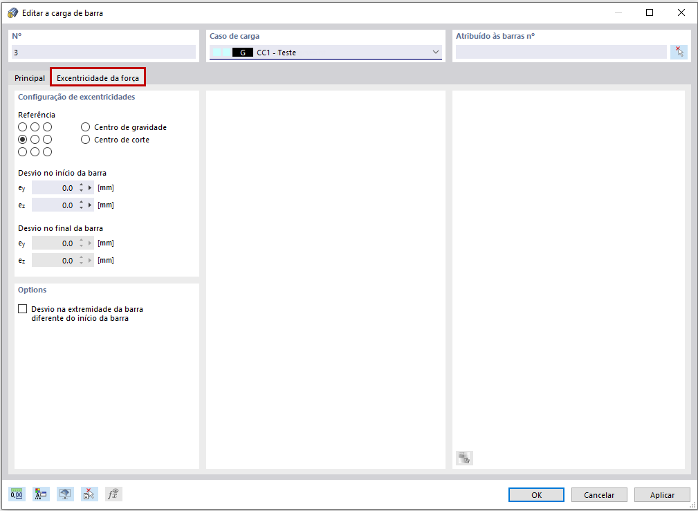 FAQ 005087 | Como é que se considera a introdução de cargas excêntricas?