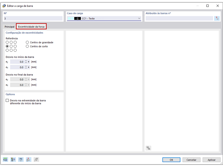 FAQ 005087 | Como é que se considera a introdução de cargas excêntricas?